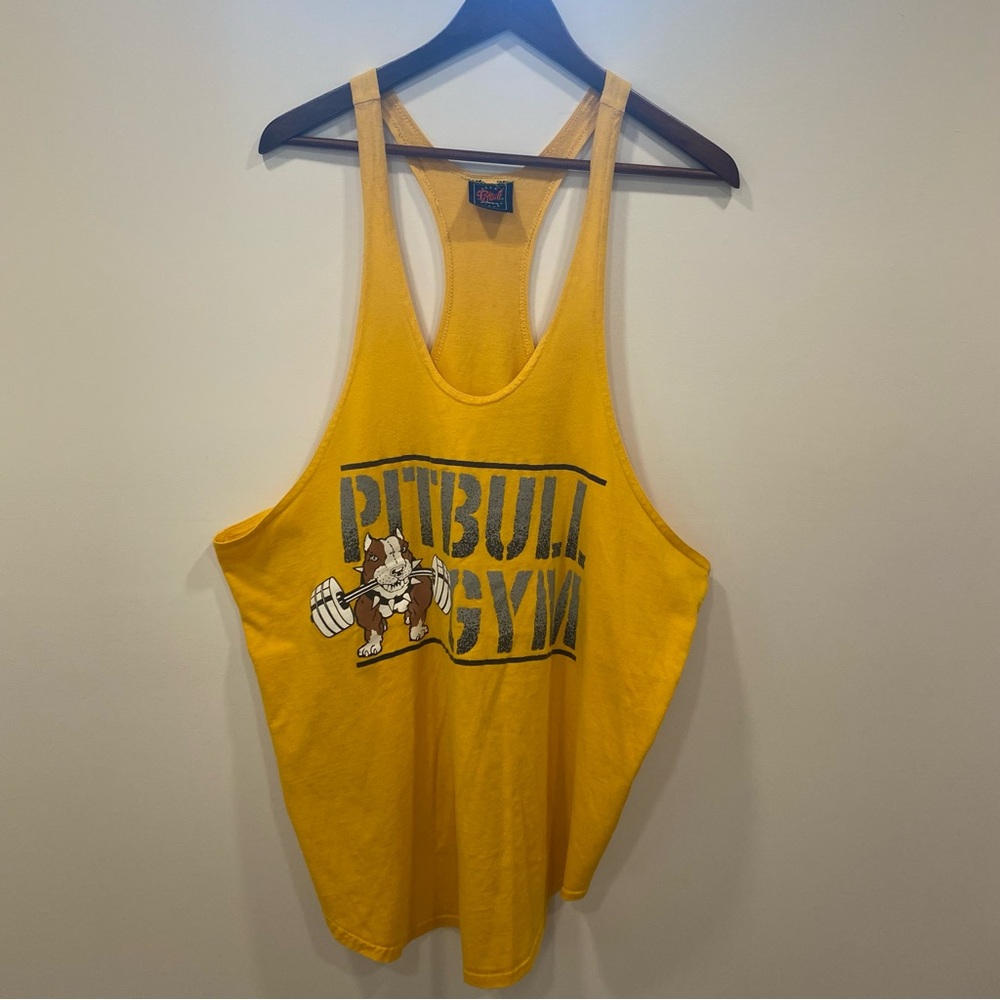 Vintage Pitbull Gym Tank Muscle Shirt 2XL Excellent Condition Yellow Made In USA